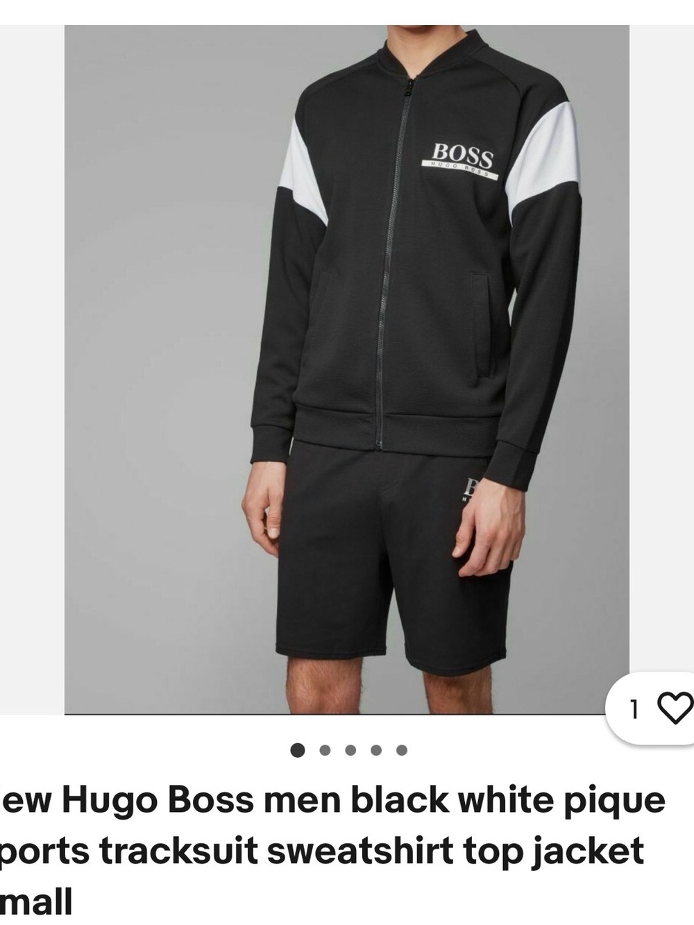 Hugo Boss Black and White Zip Front Track Jacket